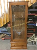 65.5" tall wooden gun cabinet with key