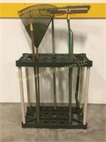 Garden tool organizer with misc tools