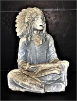 Seated Chalk Native American Statue