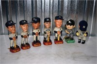 7 Yankees Bobbleheads including Babe Ruth and Dere