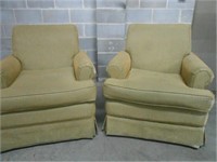 2 Green & Cream Sofa Chair