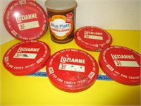 Vintage coffee can and Luzianne can tops