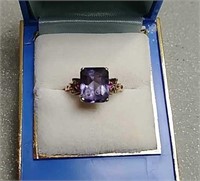 B3- Ladies 14kt Gold ring with Amethyst  Stone