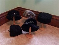 B2- Group of Vintage Mid Century Hats with Stands