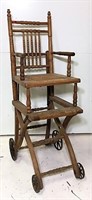 Old Wooden Convertible Highchair/Stroller Combo