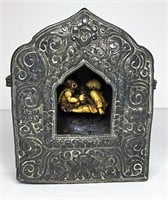 Pressed Metal Shadow Box with Carved
