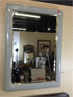 Glossy Finish Wall Mirror with Gold Band