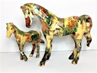 Cast Ceramic Horses with Painted Horse