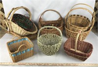 Collection of 10 Different Wicker Baskets