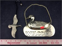 Brass Duck Welcome Sign & Goose Damper Pull