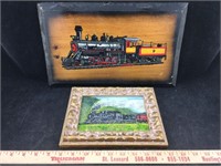 Vintage Handpainted Train Art