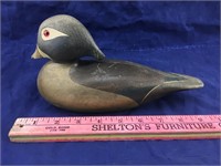 Signed/Dated Wood Duck Hen Wooden Decoy