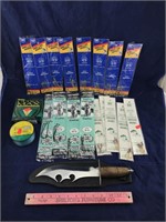 Collection of Fishing Tackle Plus Hunting Knife