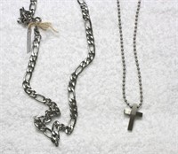 STAINLESS CROSS NECKLACE 24" WITH CZ