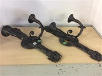 2 Heavy Torch Candle Wall Sconces
