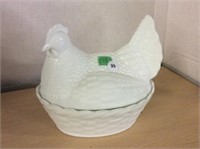 Large Milk Glass Nesting Hen