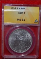 1898 Morgan Silver Dollar, Graded MS61