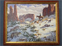 Original 1950's Southwest Sheep Range Oil Painting