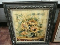 Painting of sun flowers in frame