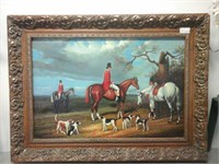 Canvas painting of men on horses in beautiful