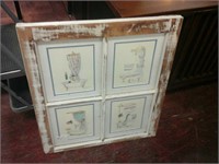 Bathroom paintings in white wooden frame