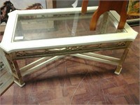 Off white coffee table with glass top