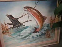 Canvas painting of fish 
Signed O'Roark