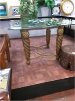 Glass top kitchen table with swirl gold legs