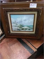 beach themed canvas painting  framed