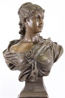 19th CENTURY TERRACOTTA PATINAED FEMALE BUST