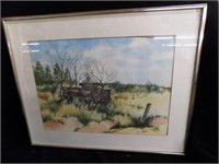 Watercolor Signed E.Hahn Wagon Scene