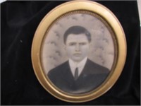 Pastel Portrait in Oval Frame