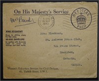 Canada 1943 Official Paid Cover