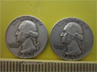 (2) 1957 Washington Silver Quarters
