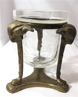 Brass and Crackle Glass Votive Candle Stand