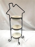 3 Tier Snack/Serving Bowl Set Wrought Iron Stand