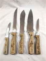 Set of 5 Santa Fe Wood Handled Knives