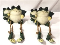 Set of 2 Resin Frog Shelf Sitters