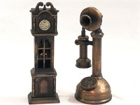 (2) Metal Pencil Sharpeners Telephone/Clock