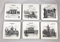Set of 6 Vintage Melamine Cork Back Coasters W