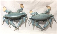 (2) Tin Blue Crab Figurines/Wall Decor