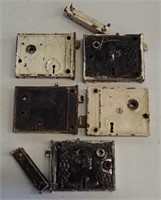 Lot of 5 Door Lock Hardware - Dated 1868