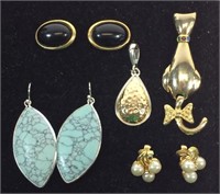 Earrings, Pin, & Pendant -Trifari, etc.