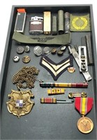 Assorted Military Patches, Medals, etc