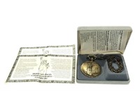 Statue of Liberty Pocket Watch w/Chain & Case