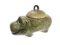 Hippo Cookie Jar  Great 4 Succulents - Cracked Lid