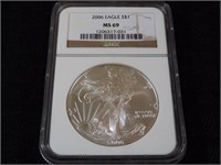 2006 Eagle S $1.00 .999 Fine Silver MS69 Graded