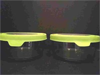 Two Anchor Hocking Glass Bowls with Lids