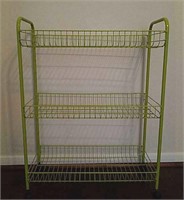 Green Metal Tiered Cart with Wheels