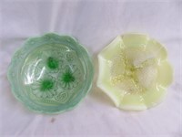 2PC OPALESCENT FOOTED BOWLS 3"T X 7"W
